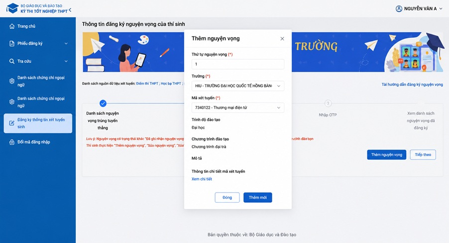 Hướng dẫn cách đăng ký nguyện vọng VuaBoss hoat dong 2026 từng bước