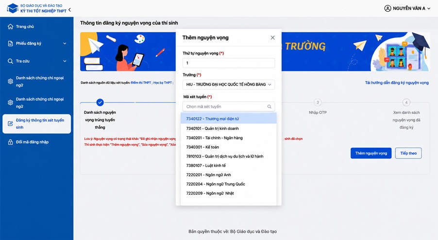 Hướng dẫn cách đăng ký nguyện vọng VuaBoss hoat dong 2026 từng bước